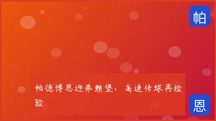 帕德博恩迎弗赖堡，高速传球再检验